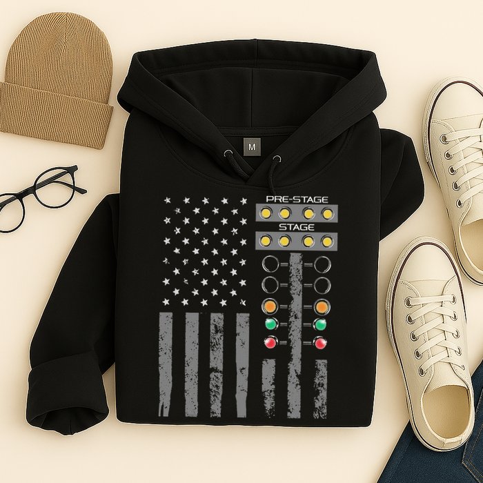 American Flag Drag Racing Strip Tree Light For Dragster Hoodie