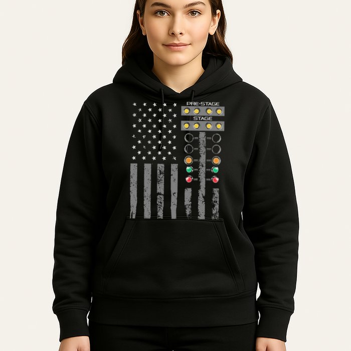 American Flag Drag Racing Strip Tree Light For Dragster Hoodie