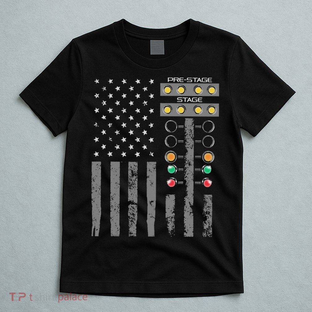 American Flag Drag Racing Strip Tree Light For Dragster T-Shirt