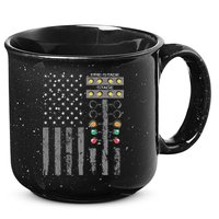 American Flag Drag Racing Strip Tree Light For Dragster 15oz Campfire Ceramic Mug