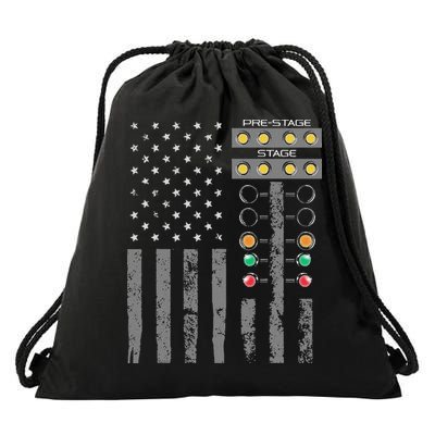 American Flag Drag Racing Strip Tree Light For Dragster Drawstring Bag