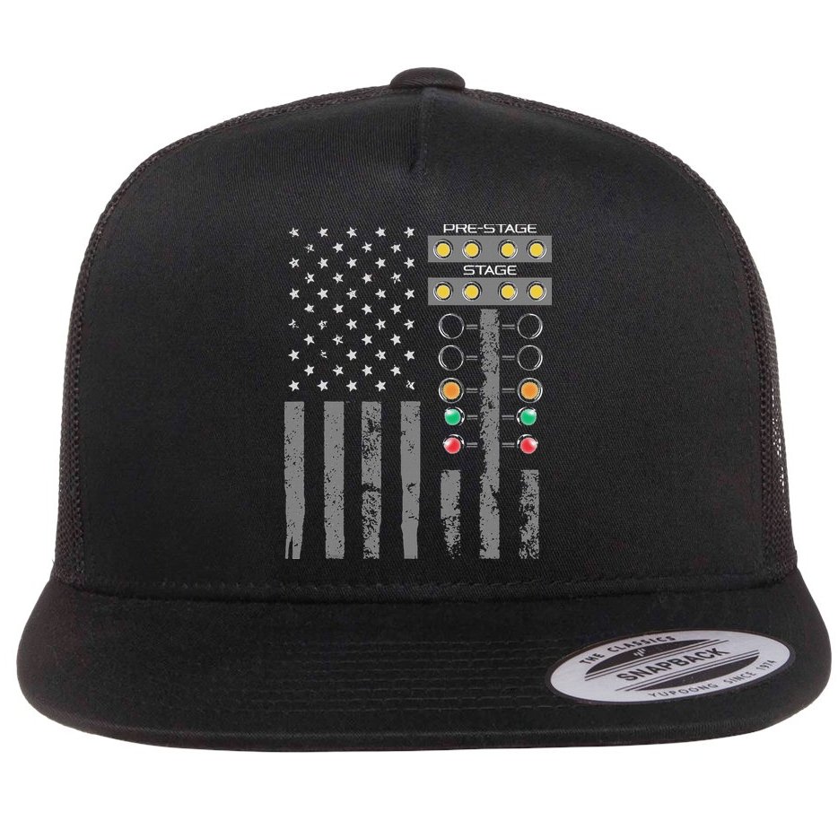 American Flag Drag Racing Strip Tree Light For Dragster Flat Bill Trucker Hat