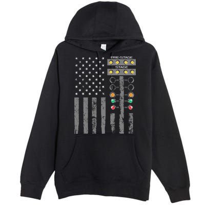 American Flag Drag Racing Strip Tree Light For Dragster Premium Pullover Hoodie