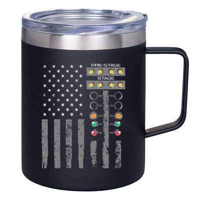 American Flag Drag Racing Strip Tree Light For Dragster 12oz Stainless Steel Coffee Mug