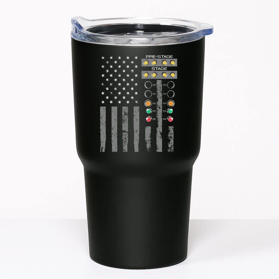 American Flag Drag Racing Strip Tree Light For Dragster Tumbler