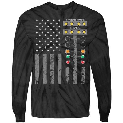 American Flag Drag Racing Strip Tree Light For Dragster Tie-Dye Long Sleeve Shirt
