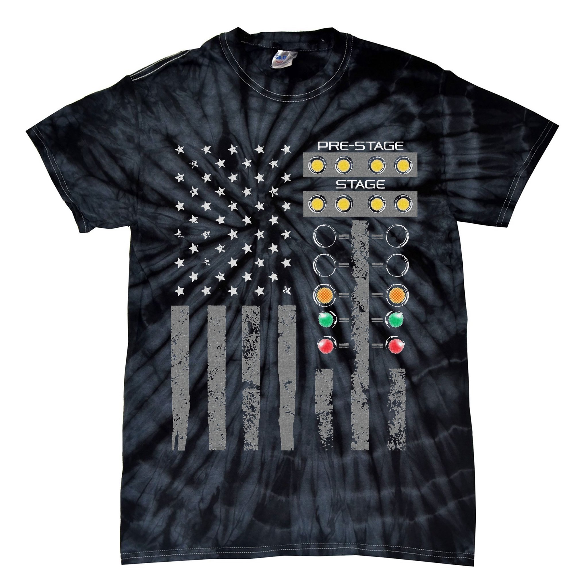 American Flag Drag Racing Strip Tree Light For Dragster Tie-Dye T-Shirt