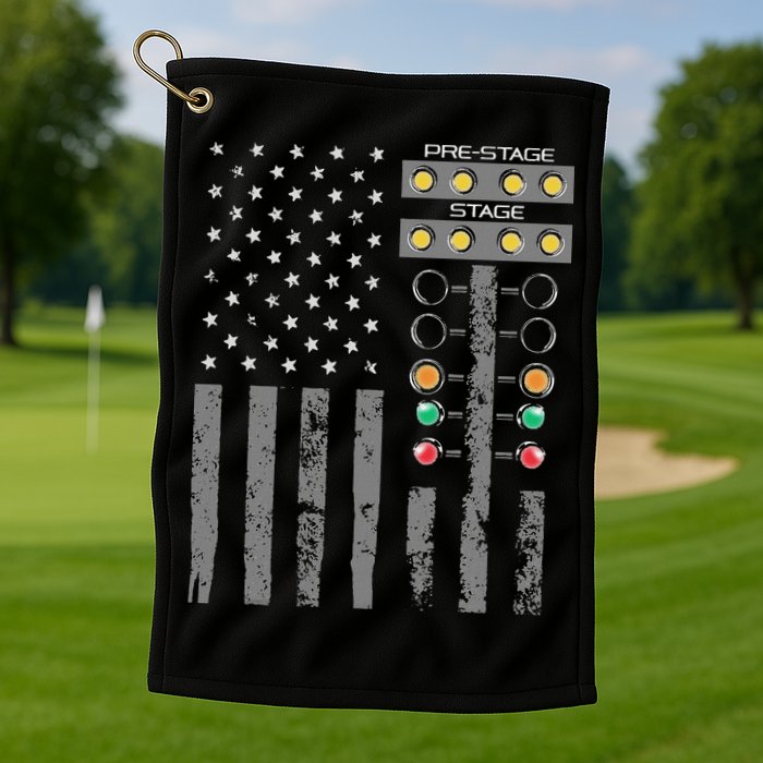 American Flag Drag Racing Strip Tree Light For Dragster Golf Towel