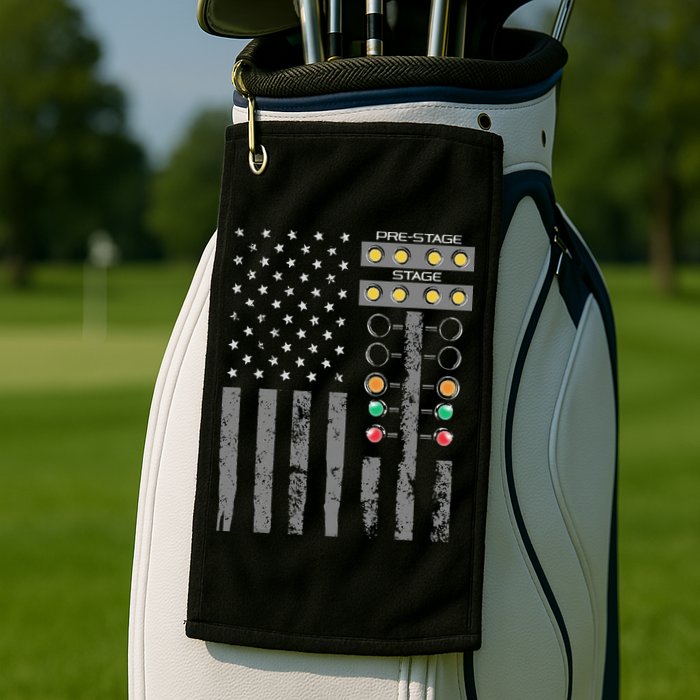 American Flag Drag Racing Strip Tree Light For Dragster Golf Towel