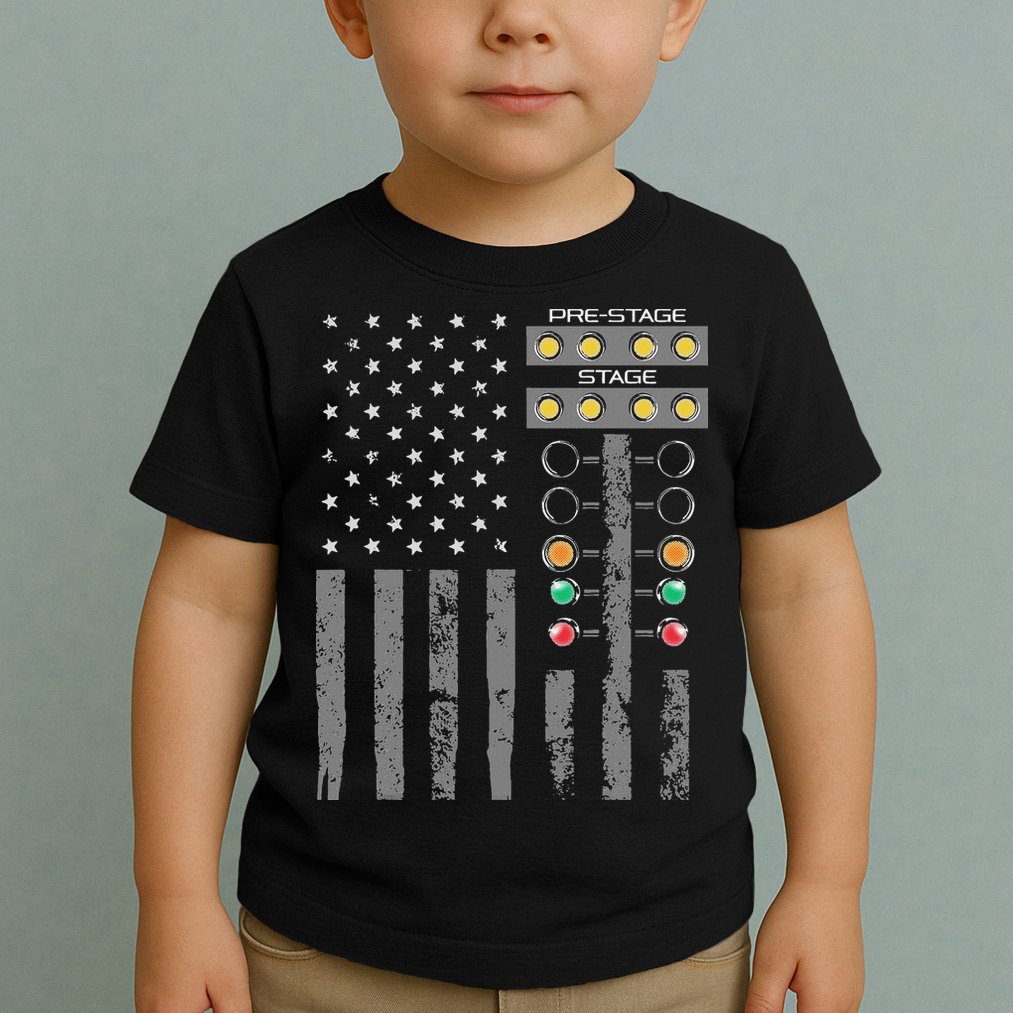 American Flag Drag Racing Strip Tree Light For Dragster Toddler T-Shirt