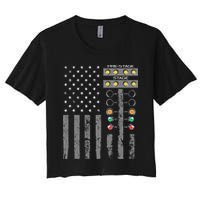 American Flag Drag Racing Strip Tree Light For Dragster Women's Crop Top Tee