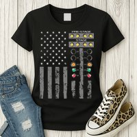 American Flag Drag Racing Strip Tree Light For Dragster Womens T-Shirt
