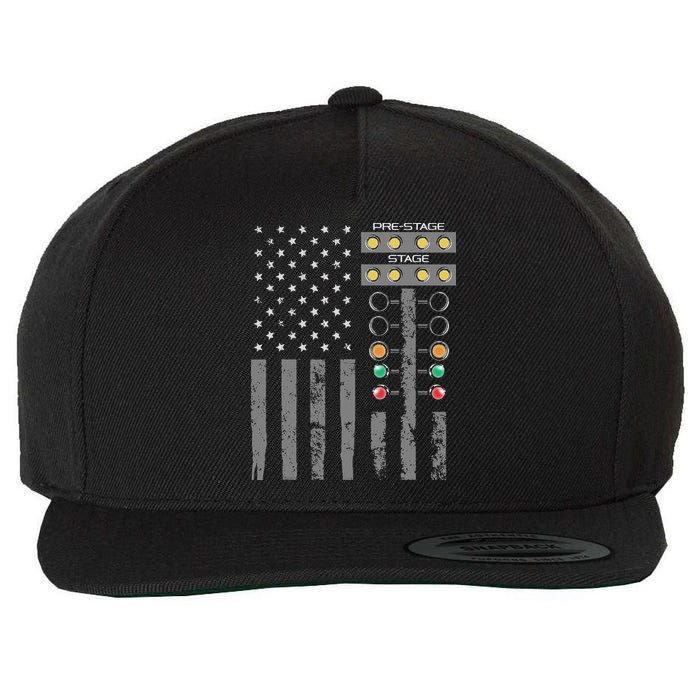 American Flag Drag Racing Strip Tree Light For Dragster Wool Snapback Cap