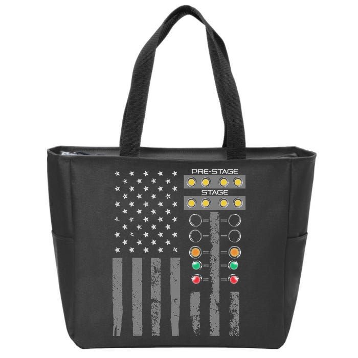 American Flag Drag Racing Strip Tree Light For Dragster Zip Tote Bag