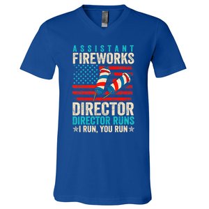 Assistant Fireworks Director If I Run You Run 4th Of July Great Gift V-Neck T-Shirt