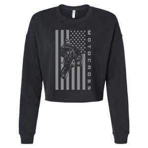 American Flag Dirt Bike Motocross Motocross Cropped Pullover Crew