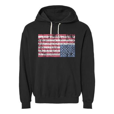 American Flag Distress Upside Down United States Usa Garment-Dyed Fleece Hoodie