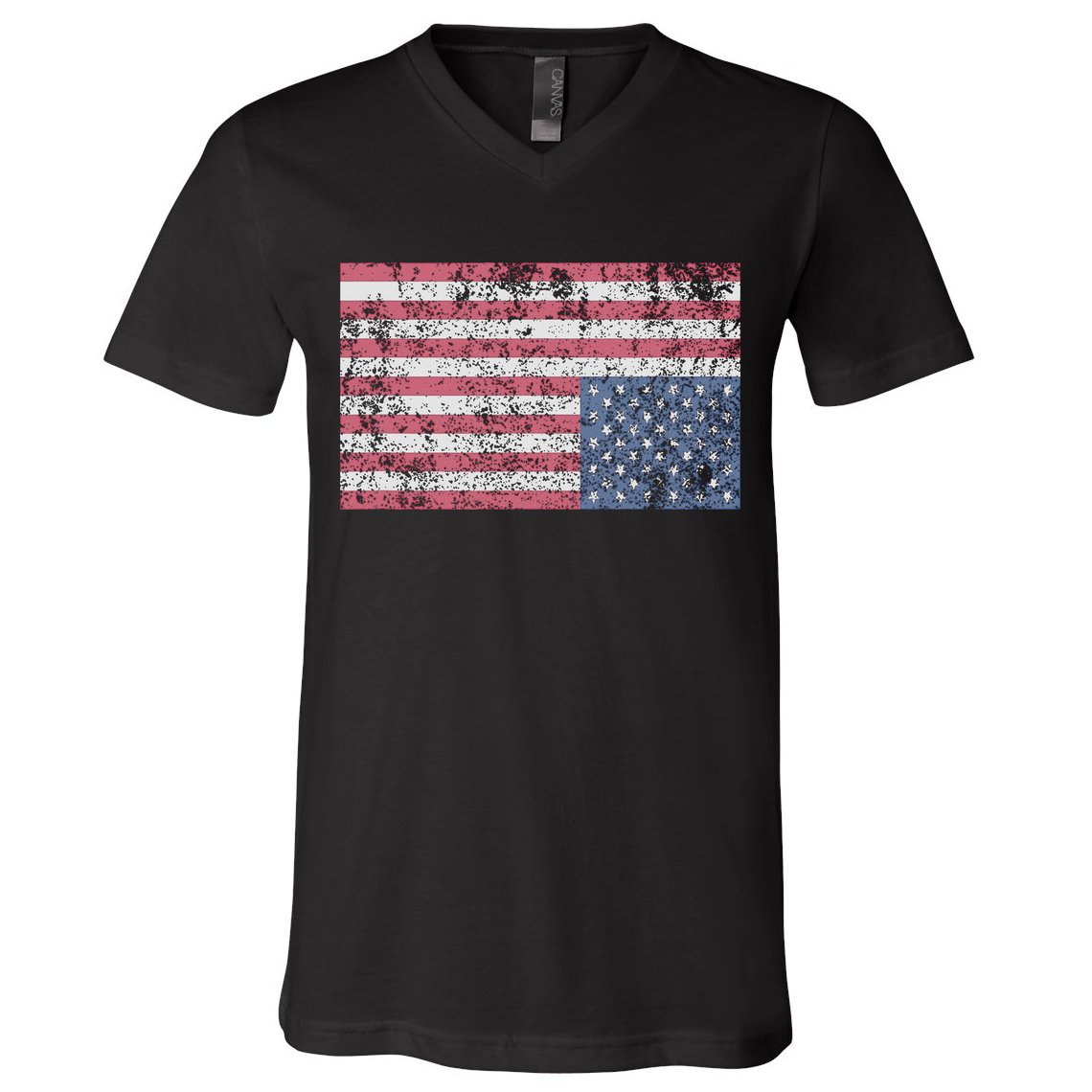 American Flag Distress Upside Down United States Usa V-Neck T-Shirt