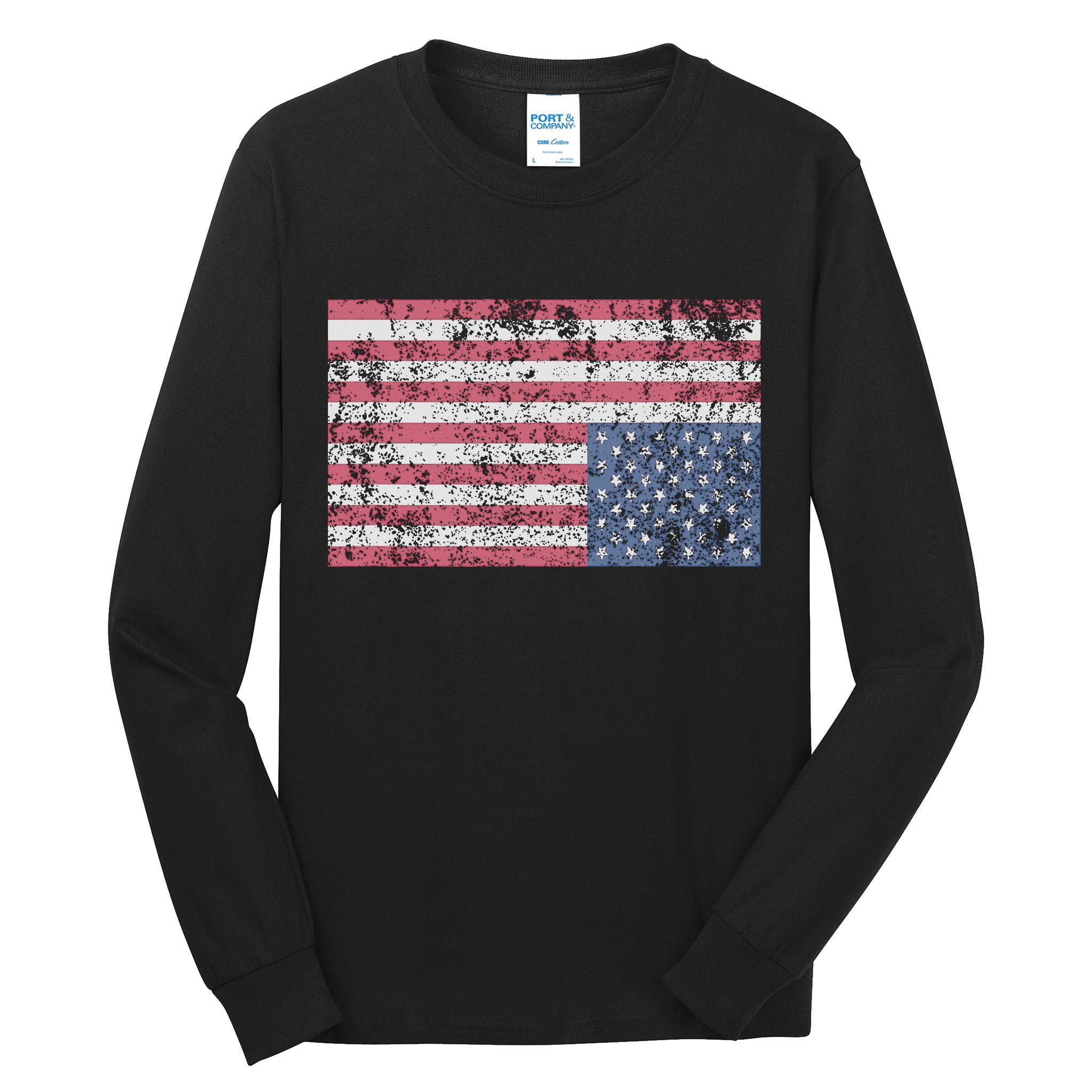 American Flag Distress Upside Down United States Usa Tall Long Sleeve T-Shirt