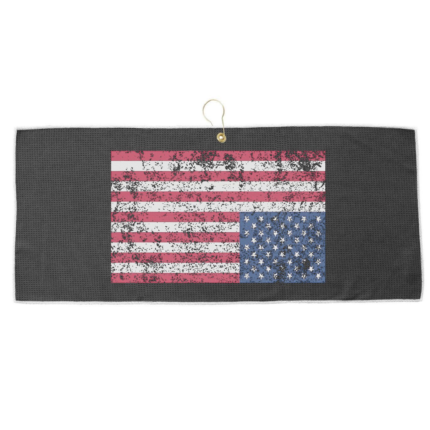 American Flag Distress Upside Down United States Usa Large Microfiber Waffle Golf Towel