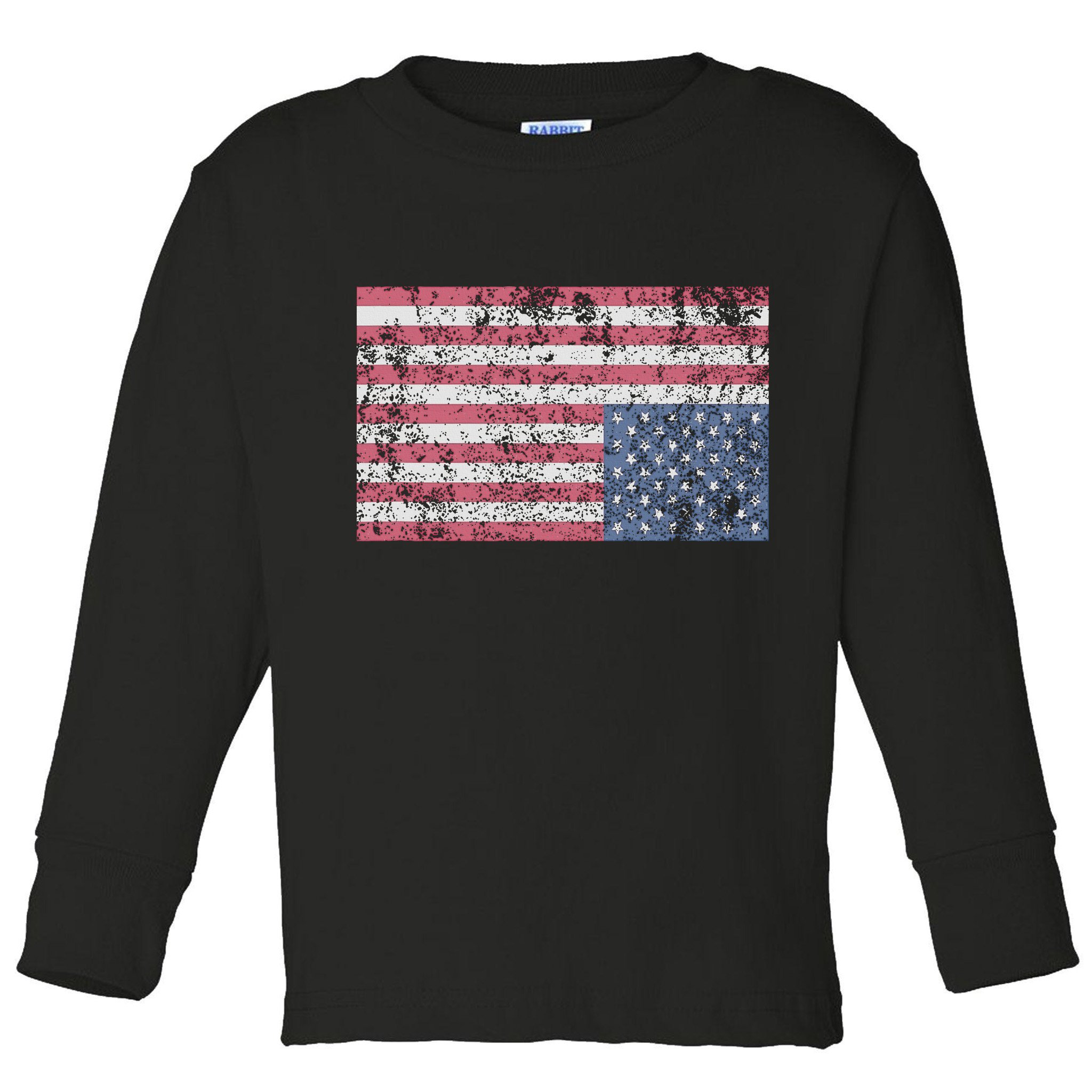 American Flag Distress Upside Down United States Usa Toddler Long Sleeve Shirt