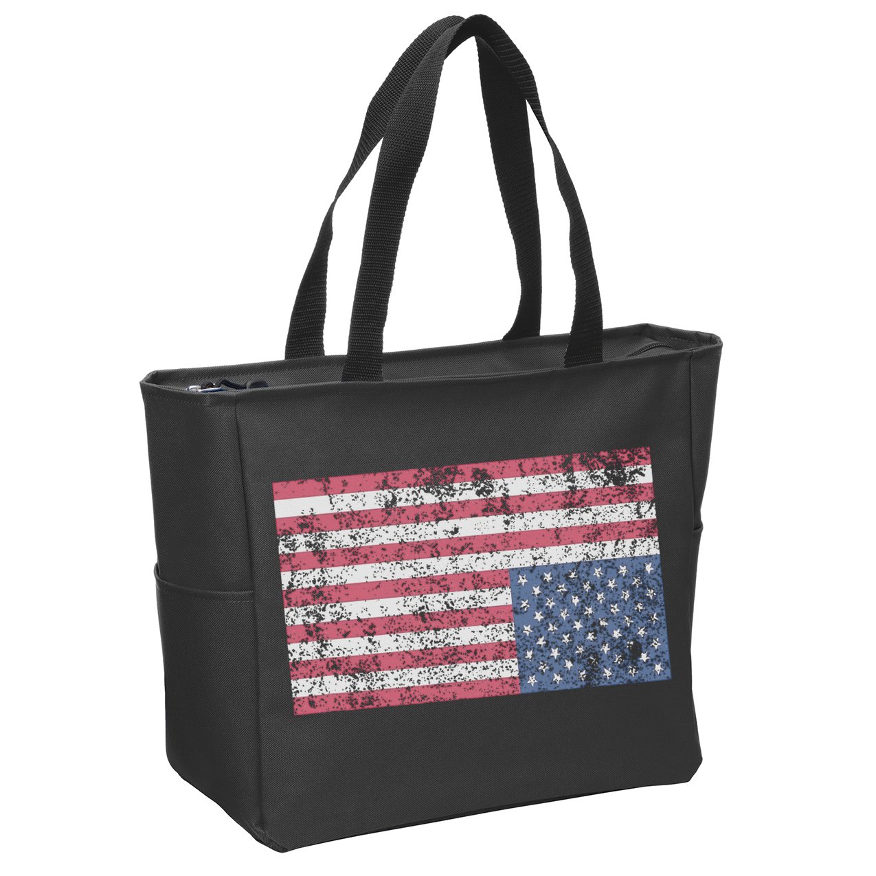 American Flag Distress Upside Down United States Usa Zip Tote Bag