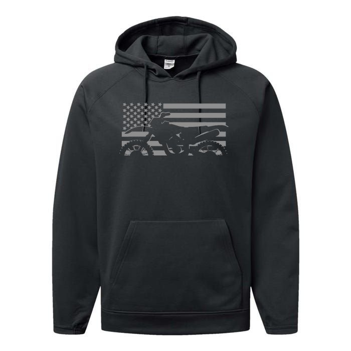 American Flag Dirt Bike Motocross Motocross Performance Fleece Hoodie