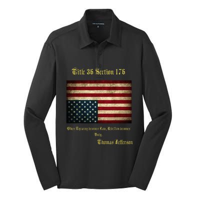 American Flag Distress Upside Down Thomas Jefferson Silk Touch Performance Long Sleeve Polo