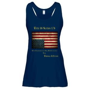 American Flag Distress Upside Down Thomas Jefferson Ladies Essential Flowy Tank