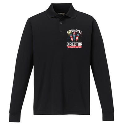 American Fireworks Director 4th Of July Pyrotechnics Cool Gift Performance Long Sleeve Polo