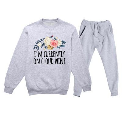 Art Floral Drawing Funny IM Currently On Cloud Wine Premium Crewneck Sweatsuit Set