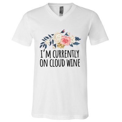 Art Floral Drawing Funny IM Currently On Cloud Wine V-Neck T-Shirt