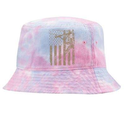 American Flag Distressed Patriotic Electric Cable Lineman Gift Tie-Dyed Bucket Hat