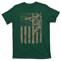 American Flag Distressed Patriotic Electric Cable Lineman Gift T-Shirt