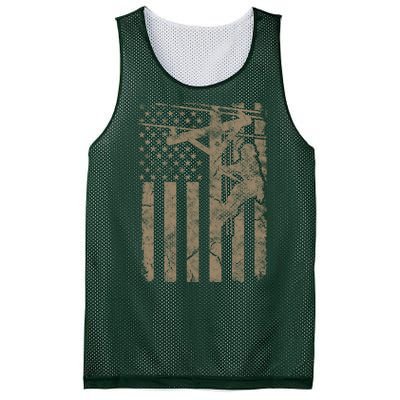 American Flag Distressed Patriotic Electric Cable Lineman Gift Mesh Reversible Basketball Jersey Tank