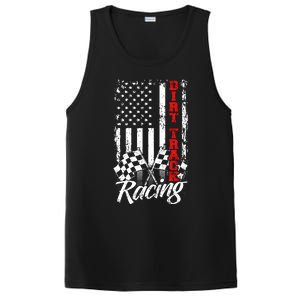 American Flag Dirt Track Racing Car Bike Driver Back Print PosiCharge Competitor Tank