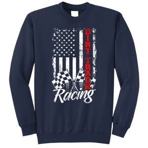 American Flag Dirt Track Racing Car Bike Driver Back Print Sweatshirt