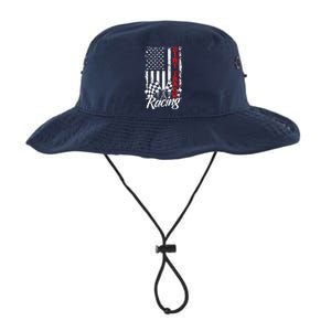 American Flag Dirt Track Racing Car Bike Driver Back Print Legacy Cool Fit Booney Bucket Hat