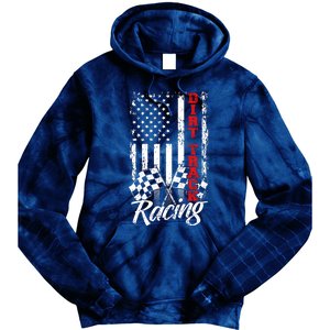 American Flag Dirt Track Racing Car Bike Driver Back Print Tie Dye Hoodie