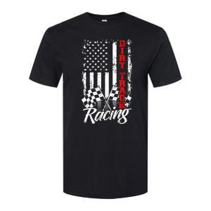 American Flag Dirt Track Racing Car Bike Driver Back Print Softstyle CVC T-Shirt