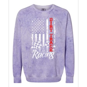 American Flag Dirt Track Racing Car Bike Driver Racer Gift Colorblast Crewneck Sweatshirt