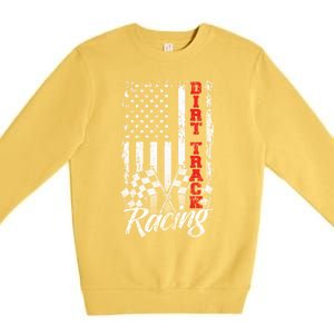 American Flag Dirt Track Racing Car Bike Driver Racer Gift Premium Crewneck Sweatshirt