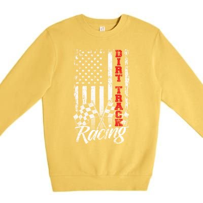 American Flag Dirt Track Racing Car Bike Driver Racer Gift Premium Crewneck Sweatshirt