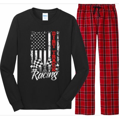 American Flag Dirt Track Racing Car Bike Driver Racer Gift Long Sleeve Pajama Set