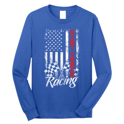 American Flag Dirt Track Racing Car Bike Driver Racer Gift Long Sleeve Shirt