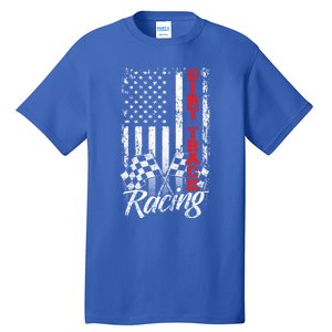 American Flag Dirt Track Racing Car Bike Driver Racer Gift Tall T-Shirt