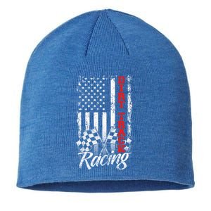 American Flag Dirt Track Racing Car Bike Driver Racer Gift Sustainable Beanie