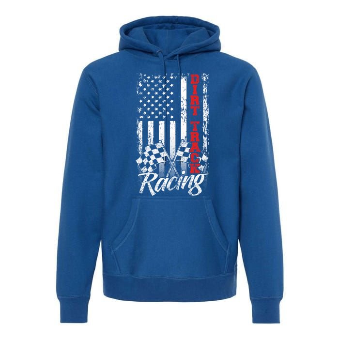 American Flag Dirt Track Racing Car Bike Driver Racer Gift Premium Hoodie