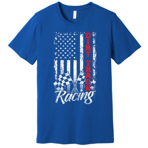 American Flag Dirt Track Racing Car Bike Driver Racer Gift Premium T-Shirt