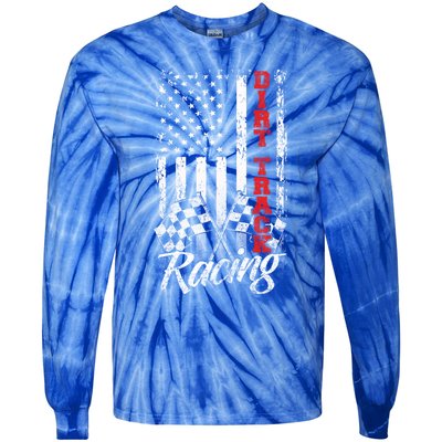 American Flag Dirt Track Racing Car Bike Driver Racer Gift Tie-Dye Long Sleeve Shirt